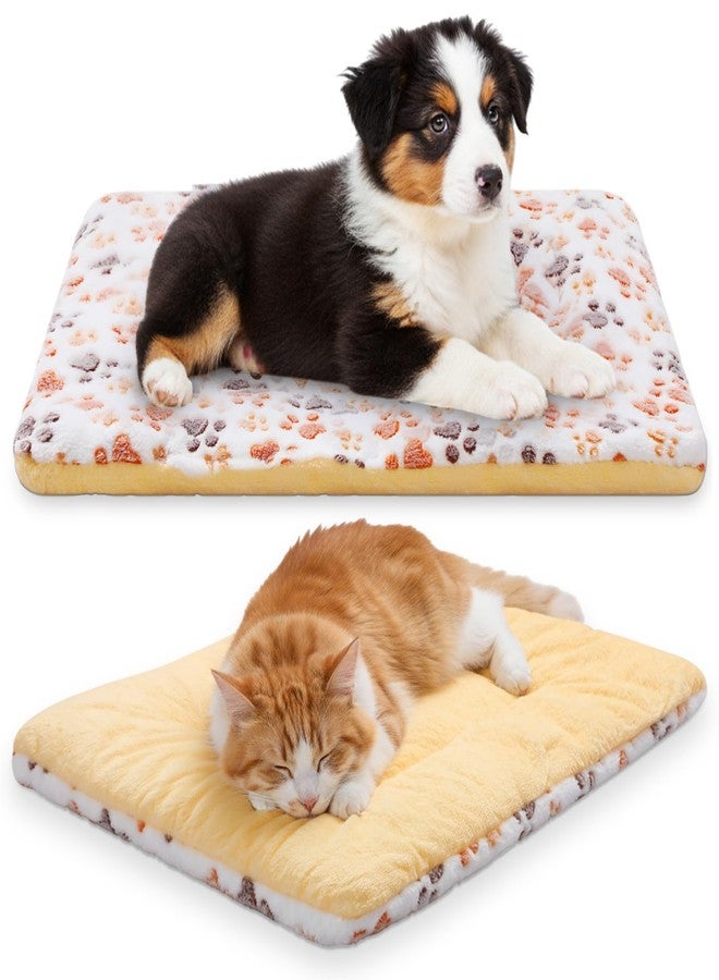 Chicmount 2 Pack Self Warming Cat Dog Bed Pet Mat 27" x 19" Soft Thermal Dog Pad with Cute Prints Reversible Washable Thickened Crate Mat for Indoor Outdoor Kittens Small Pets Feral(White) - Image 1